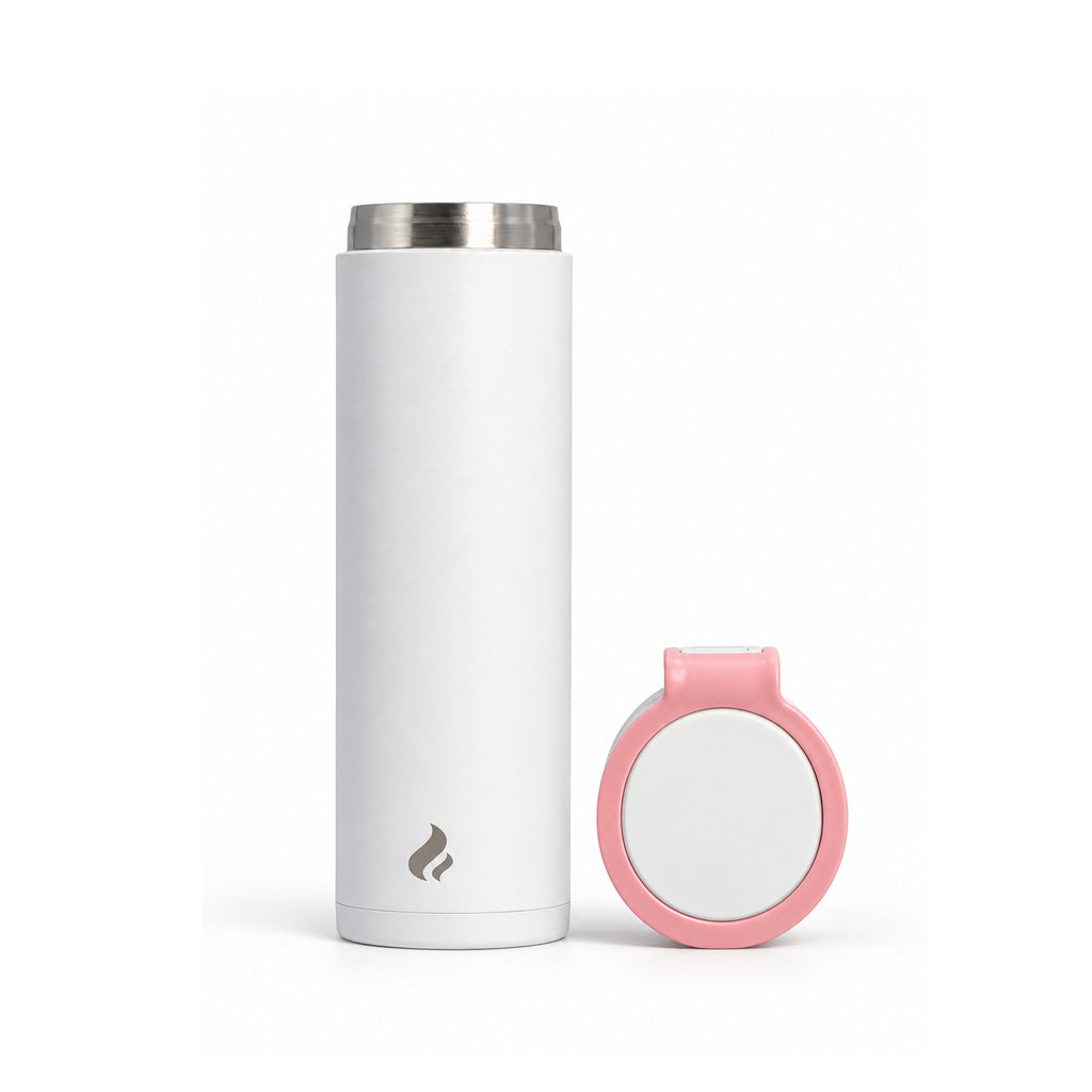White with White Bottom / 16 oz / Pink-Handle Lid