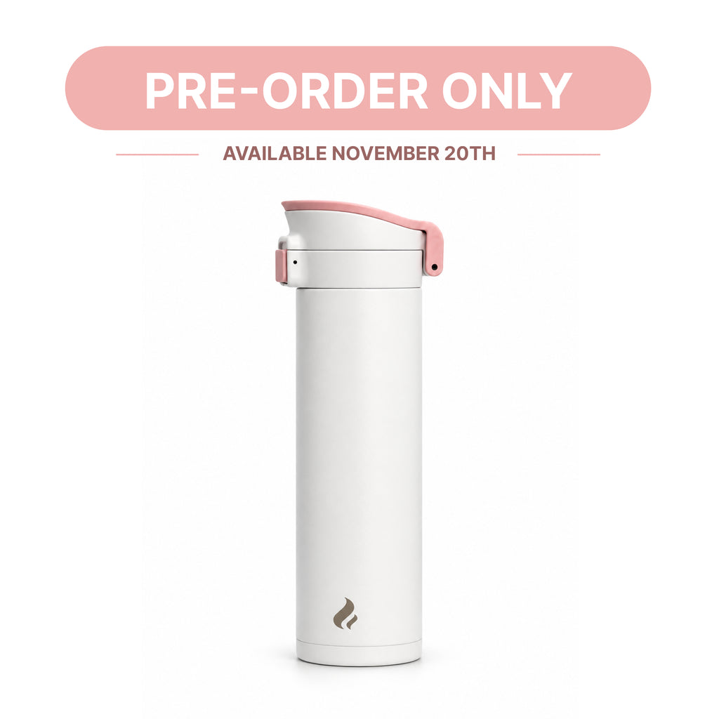 White with White Bottom / 16 oz / Pink-Handle Lid